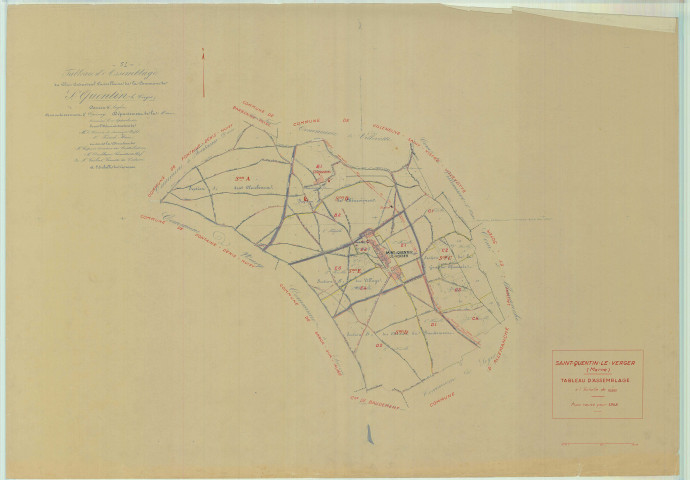Saint-Quentin-le-Verger (51511). Tableau d'assemblage échelle 1/10000, plan mis à jour pour 01/01/1948, non régulier (papier)