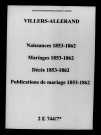 Villers-Allerand. Naissances, mariages, décès, publications de mariage 1853-1862