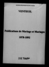 Venteuil. Publications de mariage, mariages 1878-1892