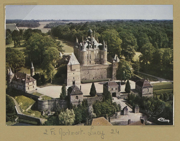 MONTMORT-LUCY. Montmort-Lucy-Vue aérienne du château de Montmort. Mâcon CIM Éd. Combier (71 - Mâcon : imp. CIM Combier). Sans date 