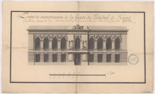 Reims. Hôtel des juridictions royales de la ville de Reims, projet de M. Legendre. Projet de reconstruction de la façade du présidial de Reims, 1765.