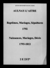 Aulnay-l'Aître. Naissances, mariages, décès 1792-1812