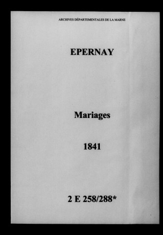 Épernay. Mariages 1841