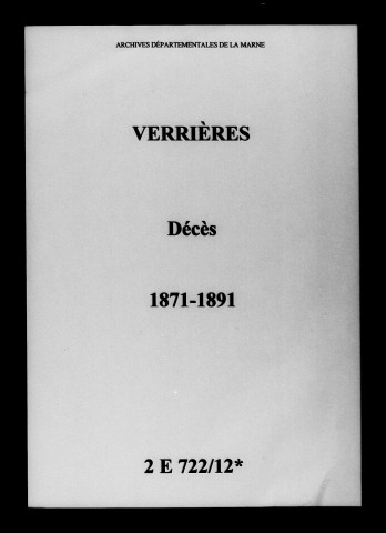 Verrières. Décès 1871-1891
