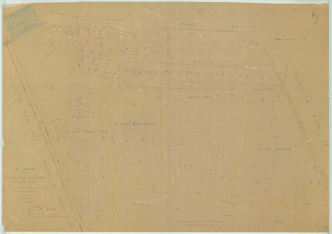 Ay (51030). Section H3 échelle 1/1000, plan refait pour 1948, plan régulier (papier).