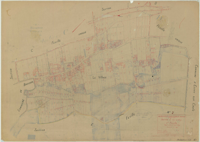 Nuisement-sur-Coole (51409). Section E1 échelle 1/1250, plan mis à jour pour 1935, plan non régulier (papier)
