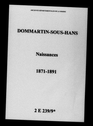 Dommartin-sous-Hans. Naissances 1871-1891