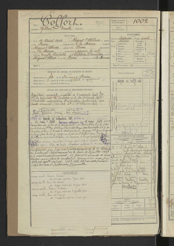 Registre matricule, n° 1001-1500