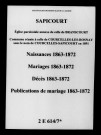 Sapicourt. Naissances, mariages, décès, publications de mariage 1863-1872