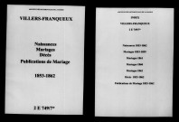 Villers-Franqueux. Naissances, mariages, décès, publications de mariage 1853-1862