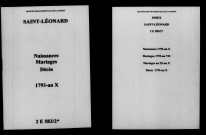 Saint-Léonard. Naissances, mariages, décès 1793-an X