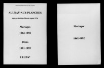 Aulnay-aux-Planches. Mariages, décès 1861-1892