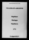 Villers-en-Argonne. Baptêmes, mariages, sépultures 1771