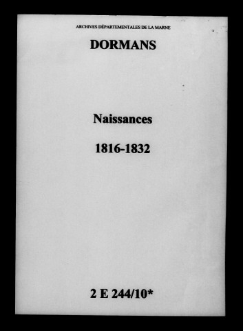 Dormans. Naissances 1816-1832
