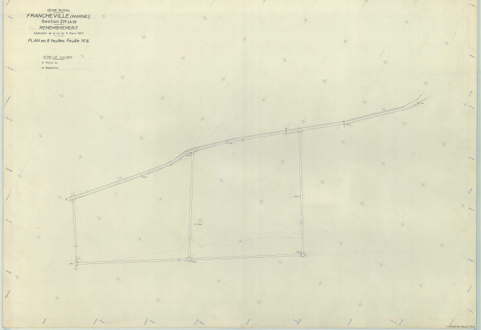 Francheville (51259). Section ZH échelle 1/2000, plan remembré pour 1966, plan régulier (papier armé)