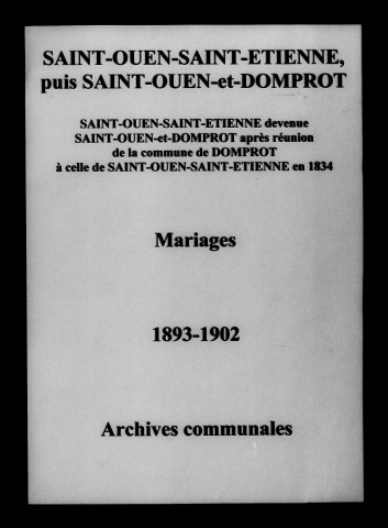 Saint-Ouen-Domprot. Mariages 1893-1902