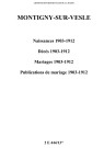 Montigny-sur-Vesle. Naissances, décès, mariages, publications de mariage 1903-1912