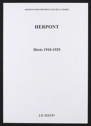 Herpont. Décès 1910-1929