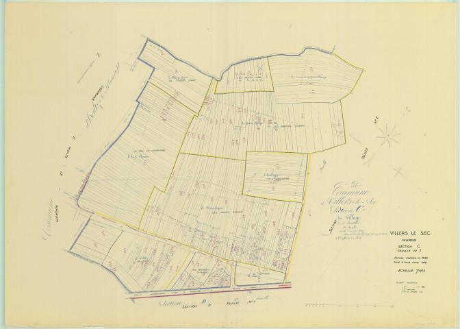 Villers-le-Sec (51635). Section C1 échelle 1/1250, plan mis à jour pour 1971, plan non régulier (papier)