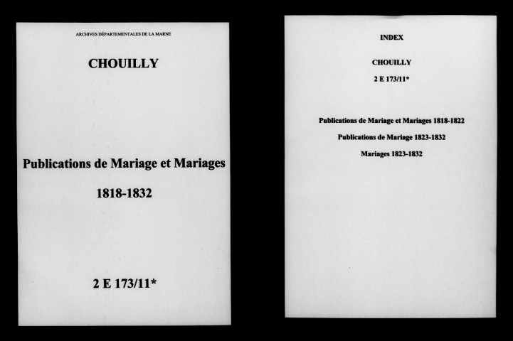 Chouilly. Publications de mariage, mariages 1818-1832