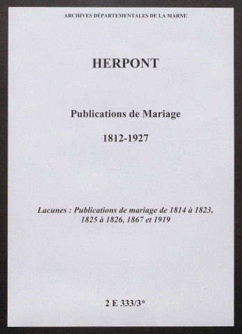 Herpont. Publications de mariage 1812-1927