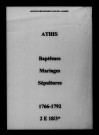 Athis. Baptêmes, mariages, sépultures 1766-1792