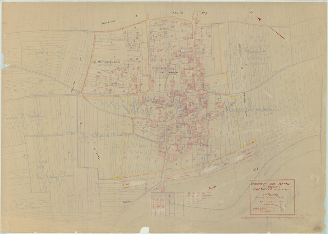 Vésigneul-sur-Marne (51616). Section A2 échelle 1/1250, plan mis à jour pour 1945, plan non régulier (papier)