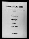 Nuisement-aux-Bois. Naissances, mariages, décès 1813-1842