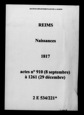 Reims. Naissances 1817