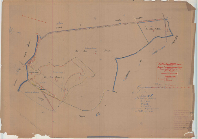 Châtillon-sur-Morin (51137). Section F2 échelle 1/2500, plan mis à jour pour 01/01/1935, non régulier (papier)