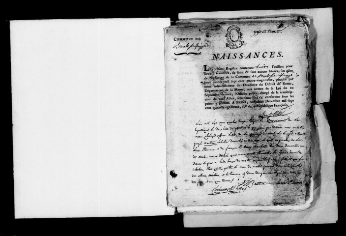 Boult-sur-Suippe. Naissances, mariages, décès, publications de mariage 1793-an X