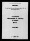 Loivre. Naissances, publications de mariage, mariages, décès 1843-1852