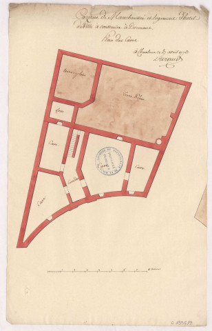 Caserne de maréchaussée et logement Hôtel de ville à construire à Dormans. Plan des caves, 1773.