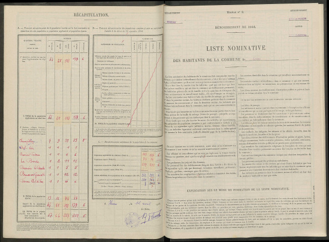 Lisse-en-Champagne. Dénombrement de la population 1946