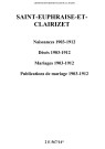 Saint-Euphraise-et-Clairizet. Naissances, décès, mariages, publications de mariage 1903-1912