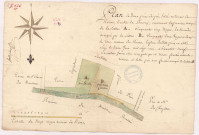 Plan de deux pièces de pré situées au terroir de Reims, lieu-dit la Bouverie (vers 1769)