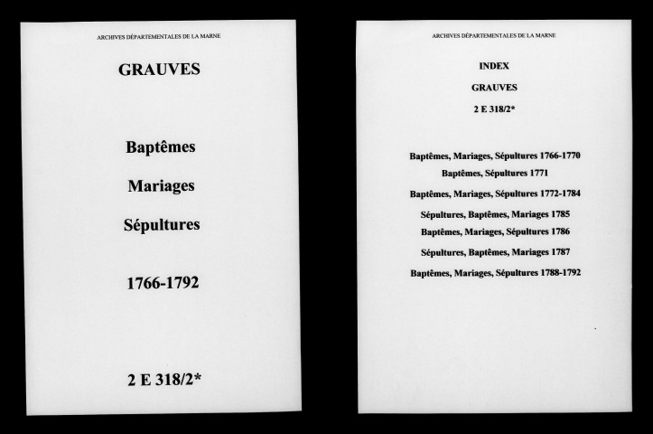 Grauves. Baptêmes, mariages, sépultures 1766-1792
