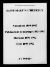 Saint-Martin-l'Heureux. Naissances, publications de mariage, mariages, décès 1893-1902