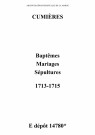 Cumières. Baptêmes, mariages, sépultures 1713-1715