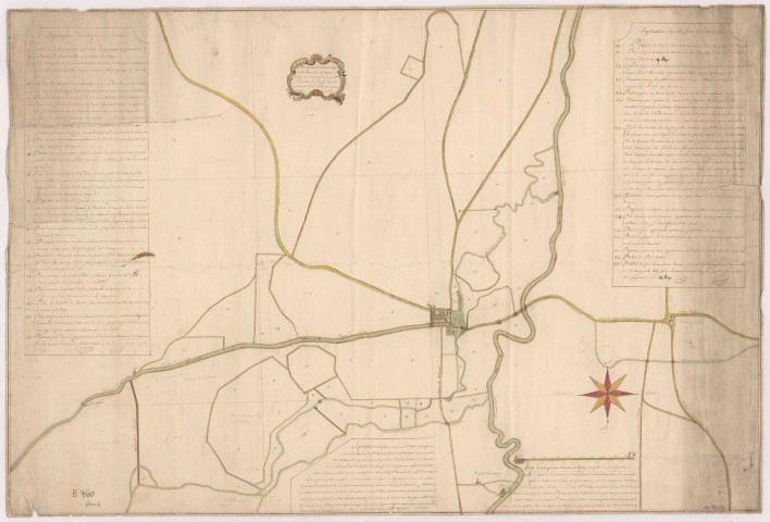 Plan général de la terre et seigneurie de la Chapelle-sur-Tourbe, levé par Lahausse. Transaction passée le 21 mai 1763 entre les habitants de Servon et madame la duchesse Delboeuf.