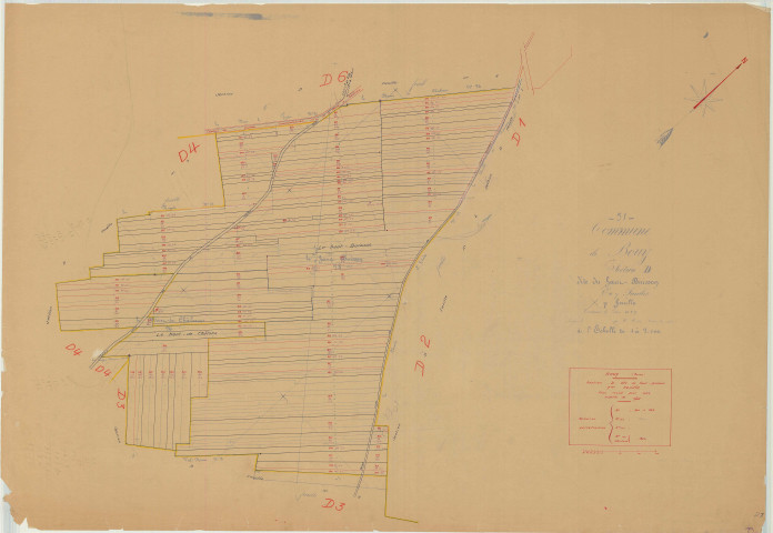 Bouy (51078). Section D7 échelle 1/2000, plan mis à jour pour 1934, plan non régulier (papier)