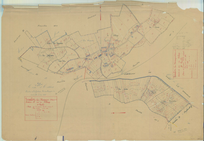 Vert-Toulon (51611). Section A2 échelle 1/2500, plan mis à jour pour 1934, plan non régulier (papier)