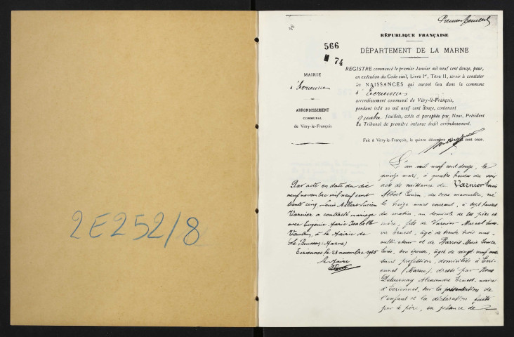 Écriennes. Naissances, mariages, décès 1912-1920 (reconstitutions)