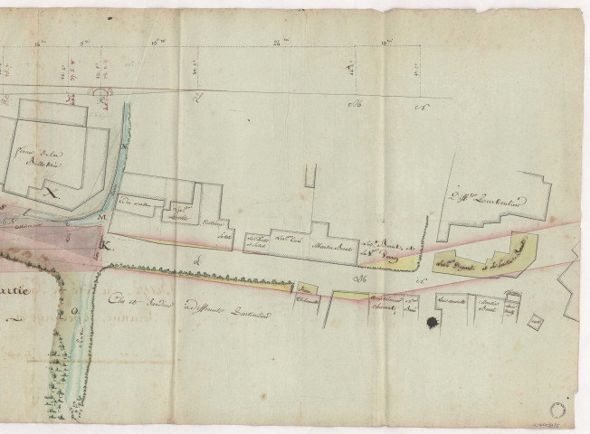 Plan de la sortie du village de Baye du côté de Paris fesant partie de la grande route de Sens par Nogent, Sézanne, Epernay et Rheims, 1767.