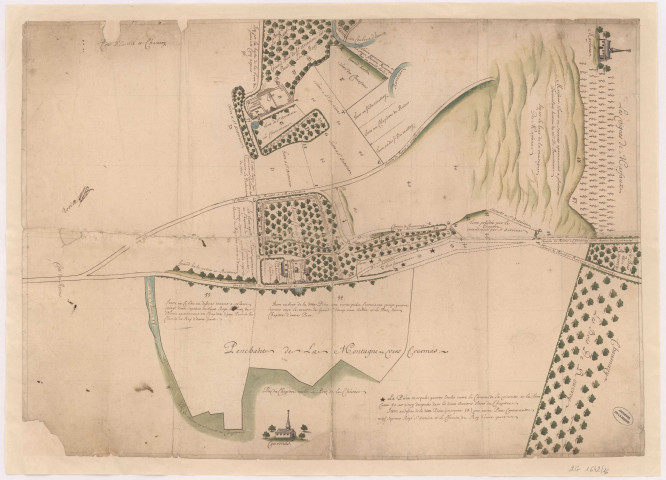 Carte figurative des maisons et terres de Grandchamp (1714) - idem 2 G 1642/12 -