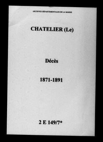 Châtelier (Le). Décès 1871-1891