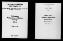 Dizy-sur-Marne. Naissances, publications de mariage, mariages, décès 1793-an X