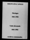Sogny-en-l'Angle. Mariages et tables décennales des mariages 1861-1902