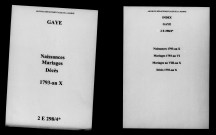 Gaye. Naissances, mariages, décès 1793-an X