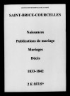 Saint-Brice-Courcelles. Naissances, publications de mariage, mariages, décès 1833-1842